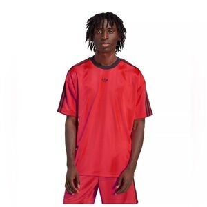 adidas Men's Adicolor Jacquard Jersey Lucid Red Black Classic Men’s Size Large